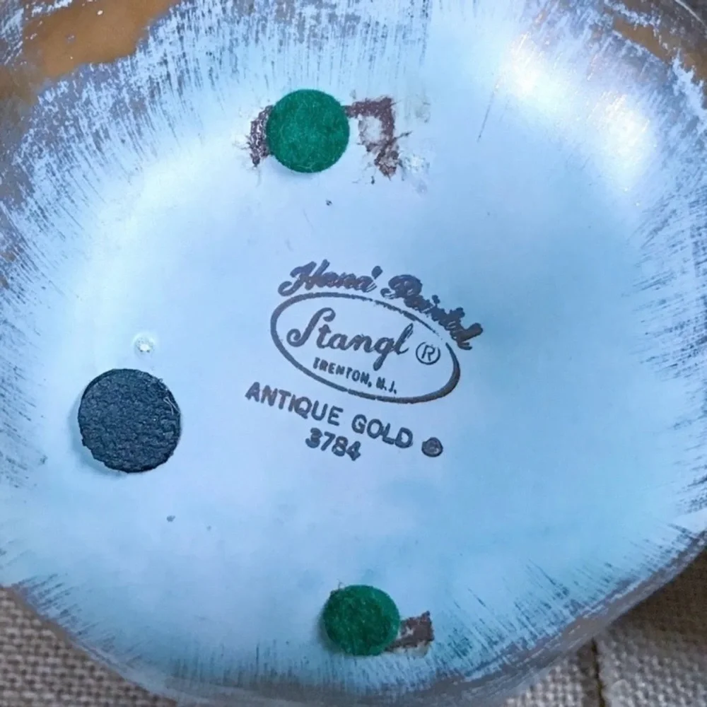 Stangl 22 Kt Antique Gold Divided Basket Two Compartment Dish Hand Painted